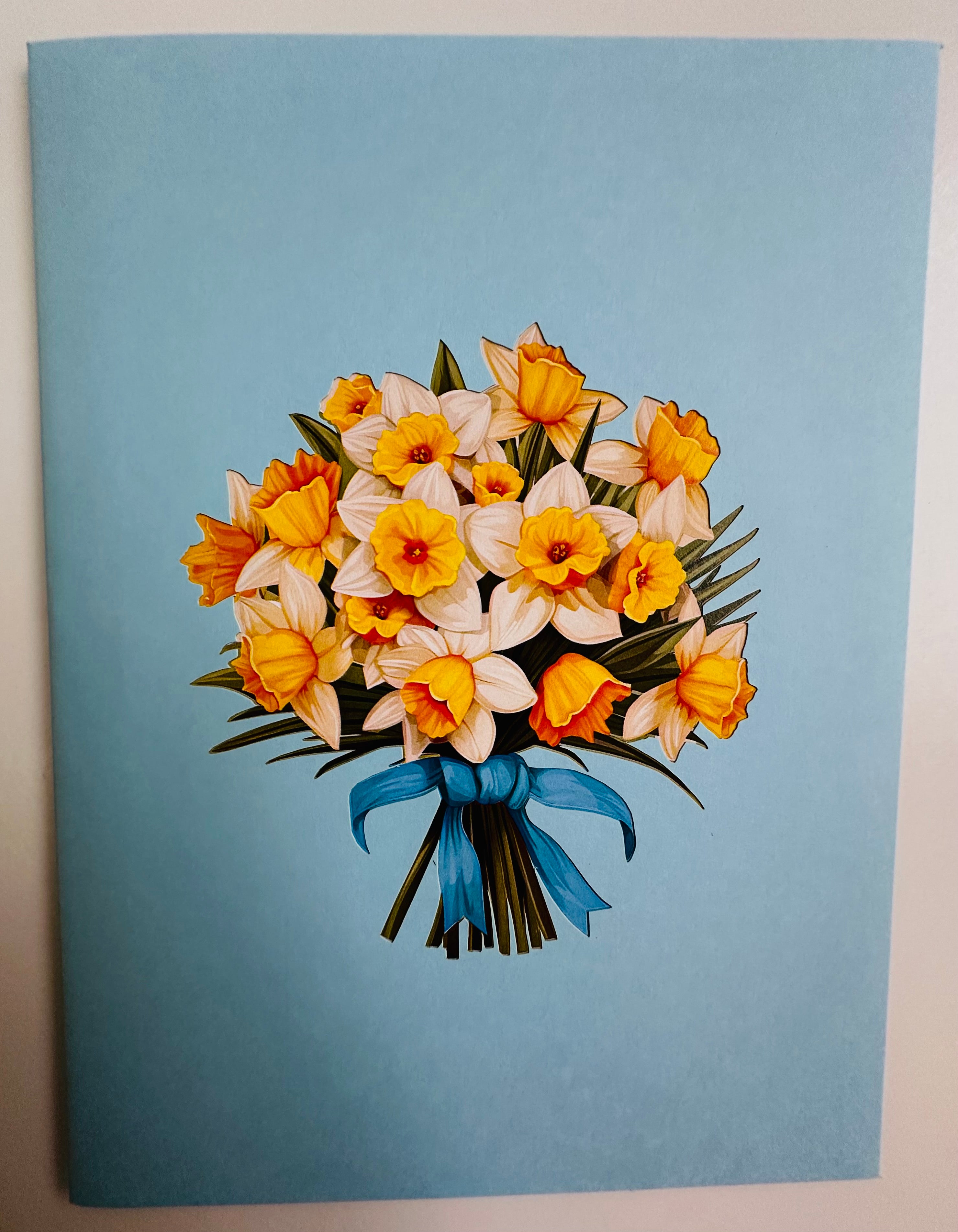 BABY BLUE Cover - Daffodil Bloom Flower Bouquet Origami Pop Cards 3D Pop Up Greeting Card Happy Birthday Thank You Handmade Gift Thinking of You Blank Card for Any Occasion Happy Mother's Day Happy Father's Australiana Celebrate the Beauty of Flower