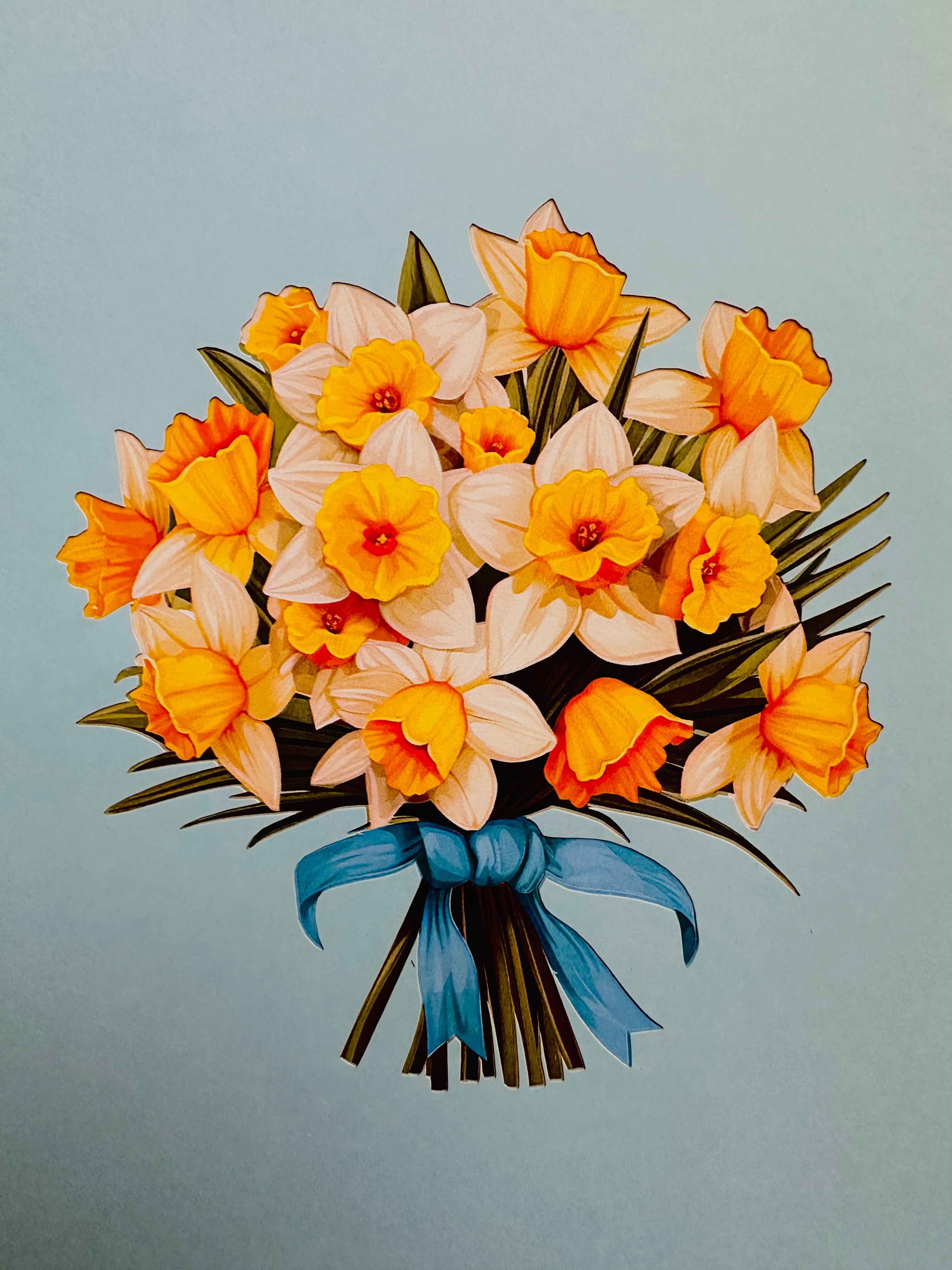 BABY BLUE Cover - Daffodil Bloom Flower Bouquet Origami Pop Cards 3D Pop Up Greeting Card Happy Birthday Thank You Handmade Gift Thinking of You Blank Card for Any Occasion Happy Mother's Day Happy Father's Australiana Celebrate the Beauty of Flower