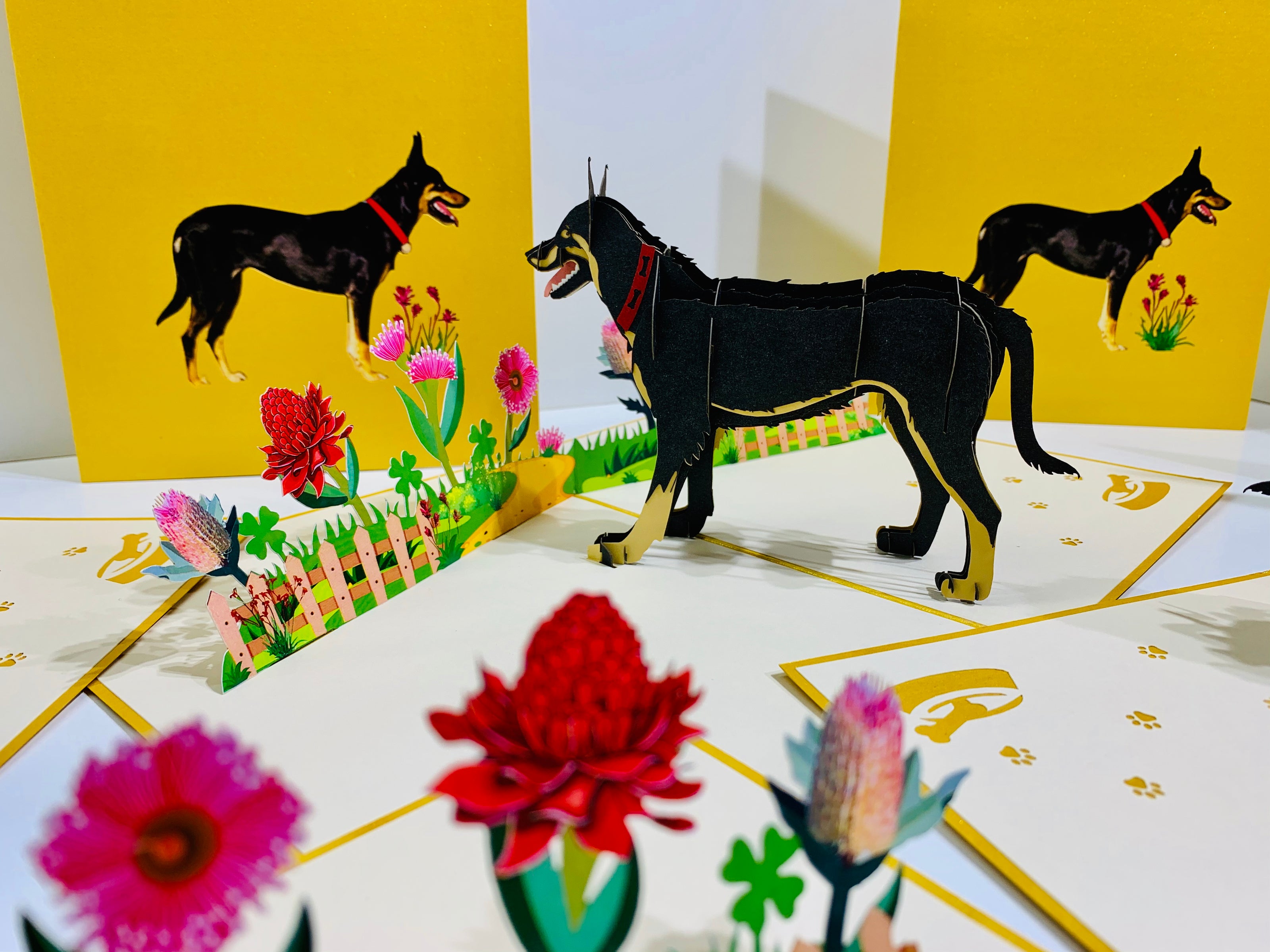BLACK Australian Kelpie - Great Aussie Working Dog Origami Pop Cards 3D Pop Up Greeting Card Happy Birthday Thank You Handmade Gift Thinking of You Blank Card for Any Occasion Happy Mother's Day Happy Father's Celebrate the Beauty of Animals