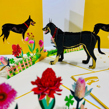 BLACK Australian Kelpie - Great Aussie Working Dog Origami Pop Cards 3D Pop Up Greeting Card Happy Birthday Thank You Handmade Gift Thinking of You Blank Card for Any Occasion Happy Mother's Day Happy Father's Celebrate the Beauty of Animals