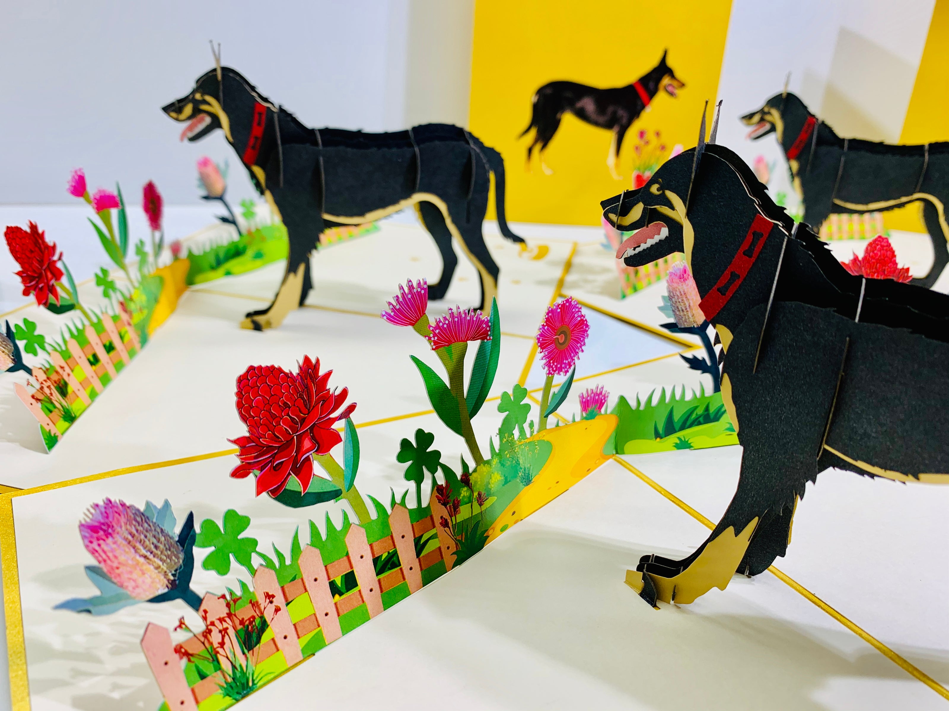 BLACK Australian Kelpie - Great Aussie Working Dog Origami Pop Cards 3D Pop Up Greeting Card Happy Birthday Thank You Handmade Gift Thinking of You Blank Card for Any Occasion Happy Mother's Day Happy Father's Celebrate the Beauty of Animals