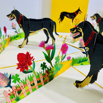 BLACK Australian Kelpie - Great Aussie Working Dog Origami Pop Cards 3D Pop Up Greeting Card Happy Birthday Thank You Handmade Gift Thinking of You Blank Card for Any Occasion Happy Mother's Day Happy Father's Celebrate the Beauty of Animals