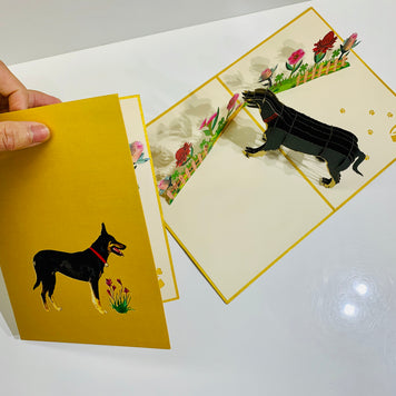 BLACK Australian Kelpie - Great Aussie Working Dog Origami Pop Cards 3D Pop Up Greeting Card Happy Birthday Thank You Handmade Gift Thinking of You Blank Card for Any Occasion Happy Mother's Day Happy Father's Celebrate the Beauty of Animals