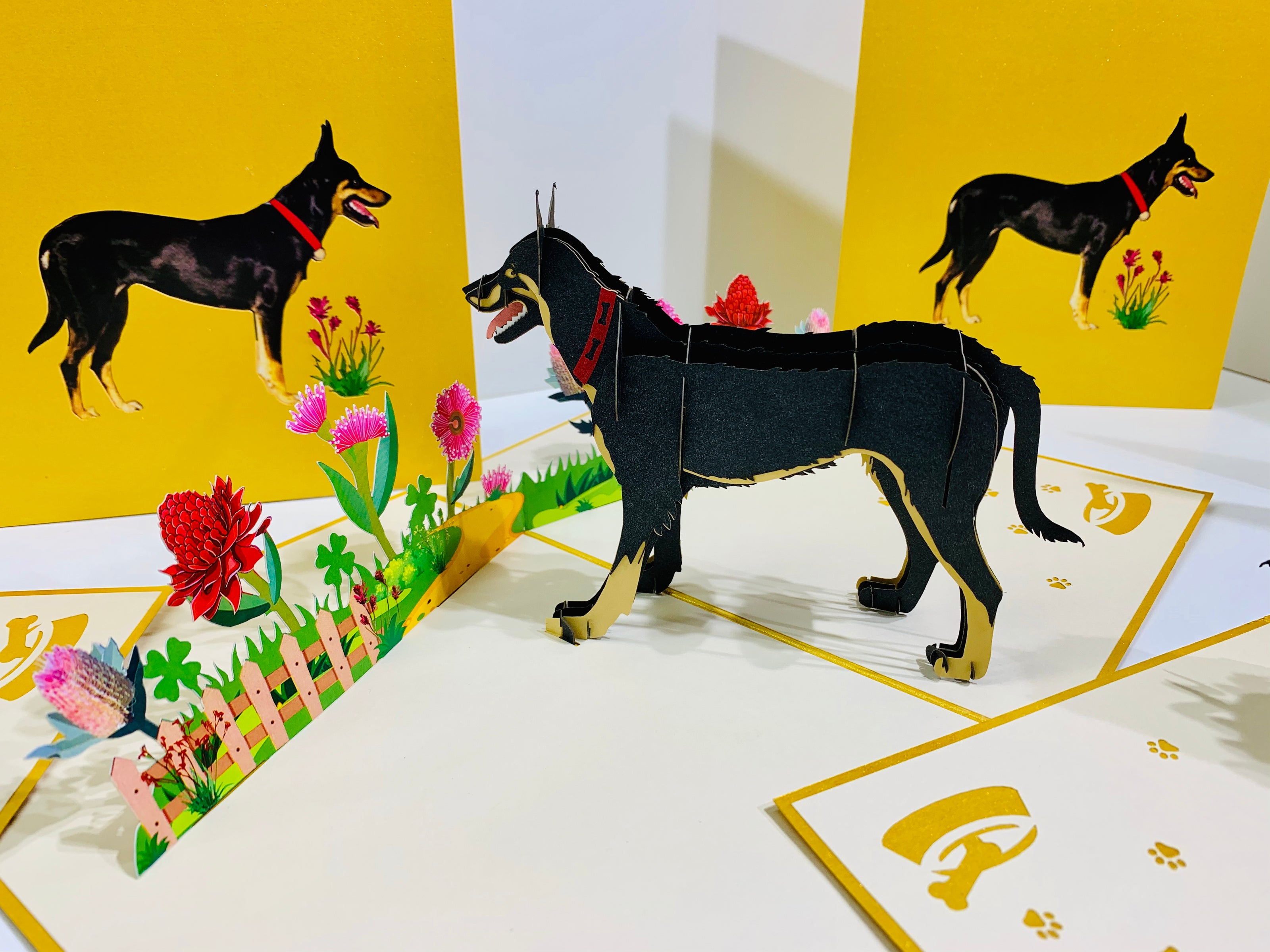 BLACK Australian Kelpie - Great Aussie Working Dog Origami Pop Cards 3D Pop Up Greeting Card Happy Birthday Thank You Handmade Gift Thinking of You Blank Card for Any Occasion Happy Mother's Day Happy Father's Celebrate the Beauty of Animals