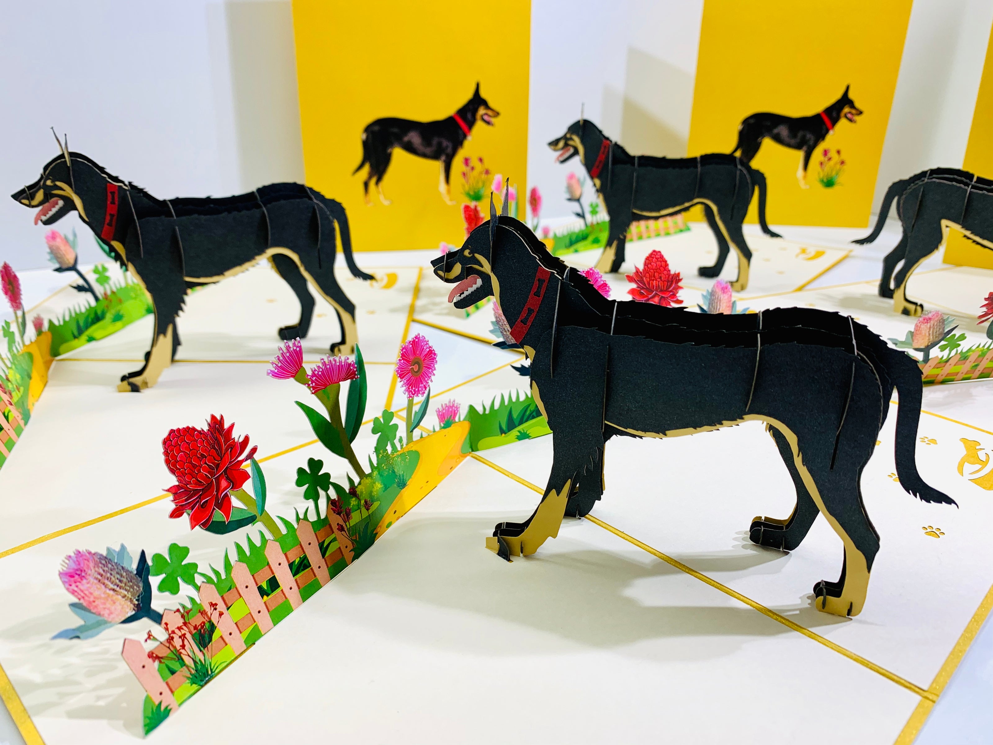 BLACK Australian Kelpie - Great Aussie Working Dog Origami Pop Cards 3D Pop Up Greeting Card Happy Birthday Thank You Handmade Gift Thinking of You Blank Card for Any Occasion Happy Mother's Day Happy Father's Celebrate the Beauty of Animals