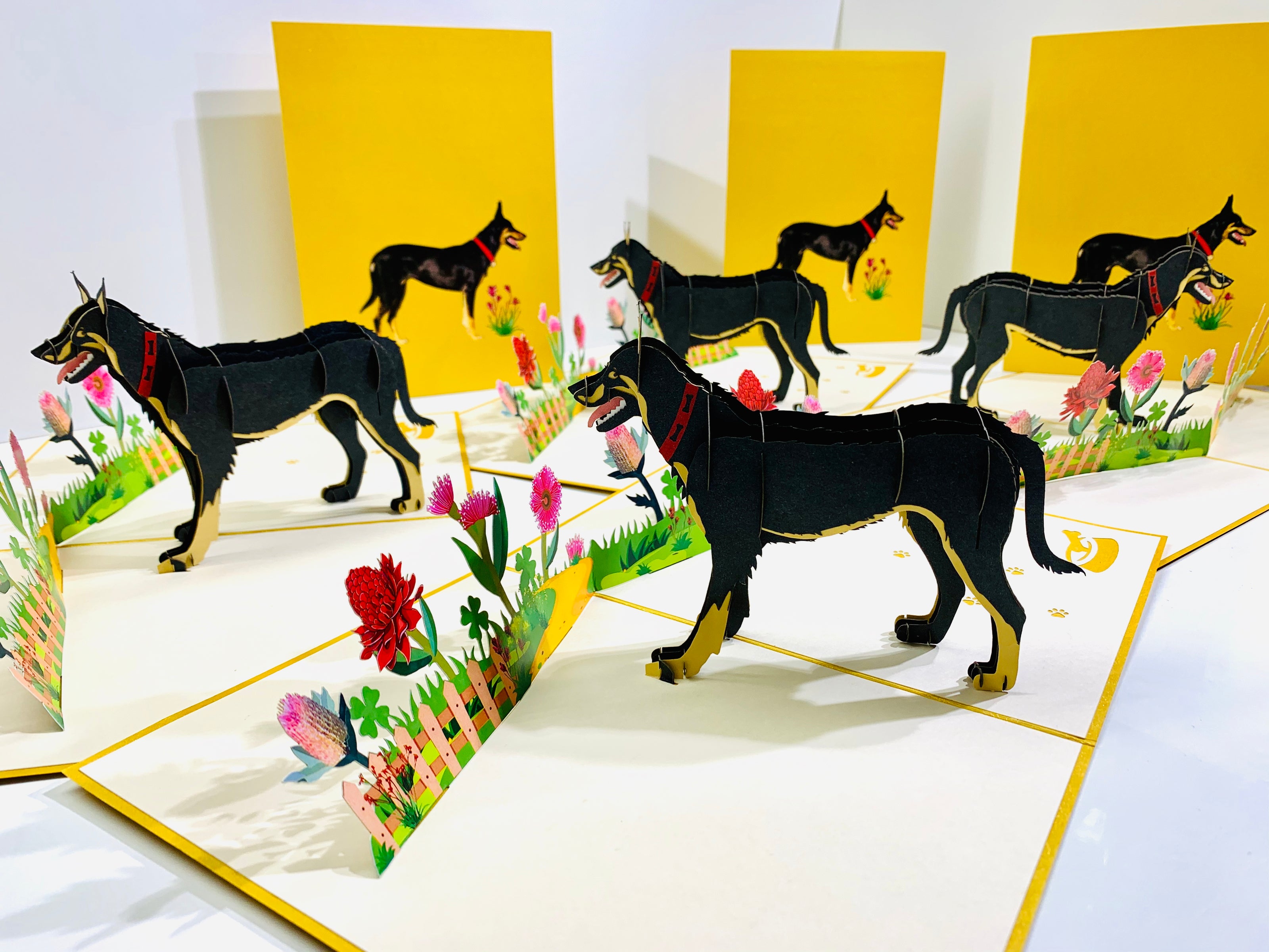 BLACK Australian Kelpie - Great Aussie Working Dog Origami Pop Cards 3D Pop Up Greeting Card Happy Birthday Thank You Handmade Gift Thinking of You Blank Card for Any Occasion Happy Mother's Day Happy Father's Celebrate the Beauty of Animals