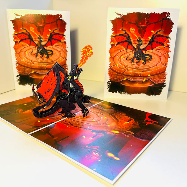 BLACK Fire Breathing Dragon Origami Pop Cards 3D Pop Up Greeting Card Happy Birthday Thank You Handmade Gift Thinking of You Blank Card for Any Occasion Happy Mother's Day Happy Father's Australiana Celebrate the Beauty of Animals Perfect for Boy