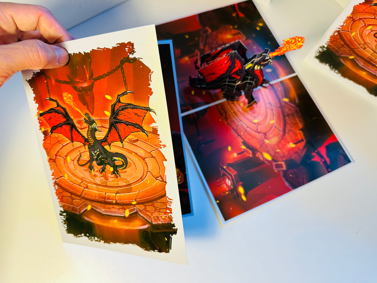BLACK Fire Breathing Dragon Origami Pop Cards 3D Pop Up Greeting Card Happy Birthday Thank You Handmade Gift Thinking of You Blank Card for Any Occasion Happy Mother's Day Happy Father's Australiana Celebrate the Beauty of Animals Perfect for Boy