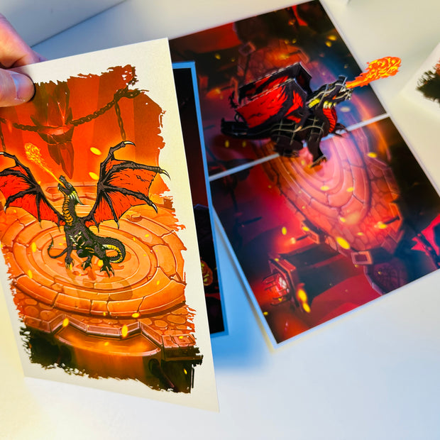BLACK Fire Breathing Dragon Origami Pop Cards 3D Pop Up Greeting Card Happy Birthday Thank You Handmade Gift Thinking of You Blank Card for Any Occasion Happy Mother's Day Happy Father's Australiana Celebrate the Beauty of Animals Perfect for Boy