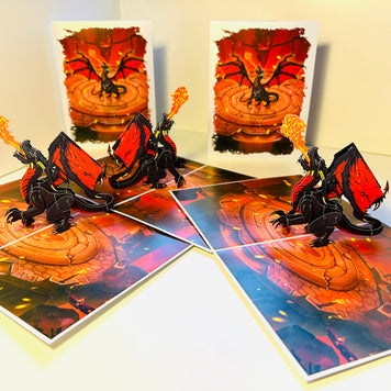BLACK Fire Breathing Dragon Origami Pop Cards 3D Pop Up Greeting Card Happy Birthday Thank You Handmade Gift Thinking of You Blank Card for Any Occasion Happy Mother's Day Happy Father's Australiana Celebrate the Beauty of Animals Perfect for Boy