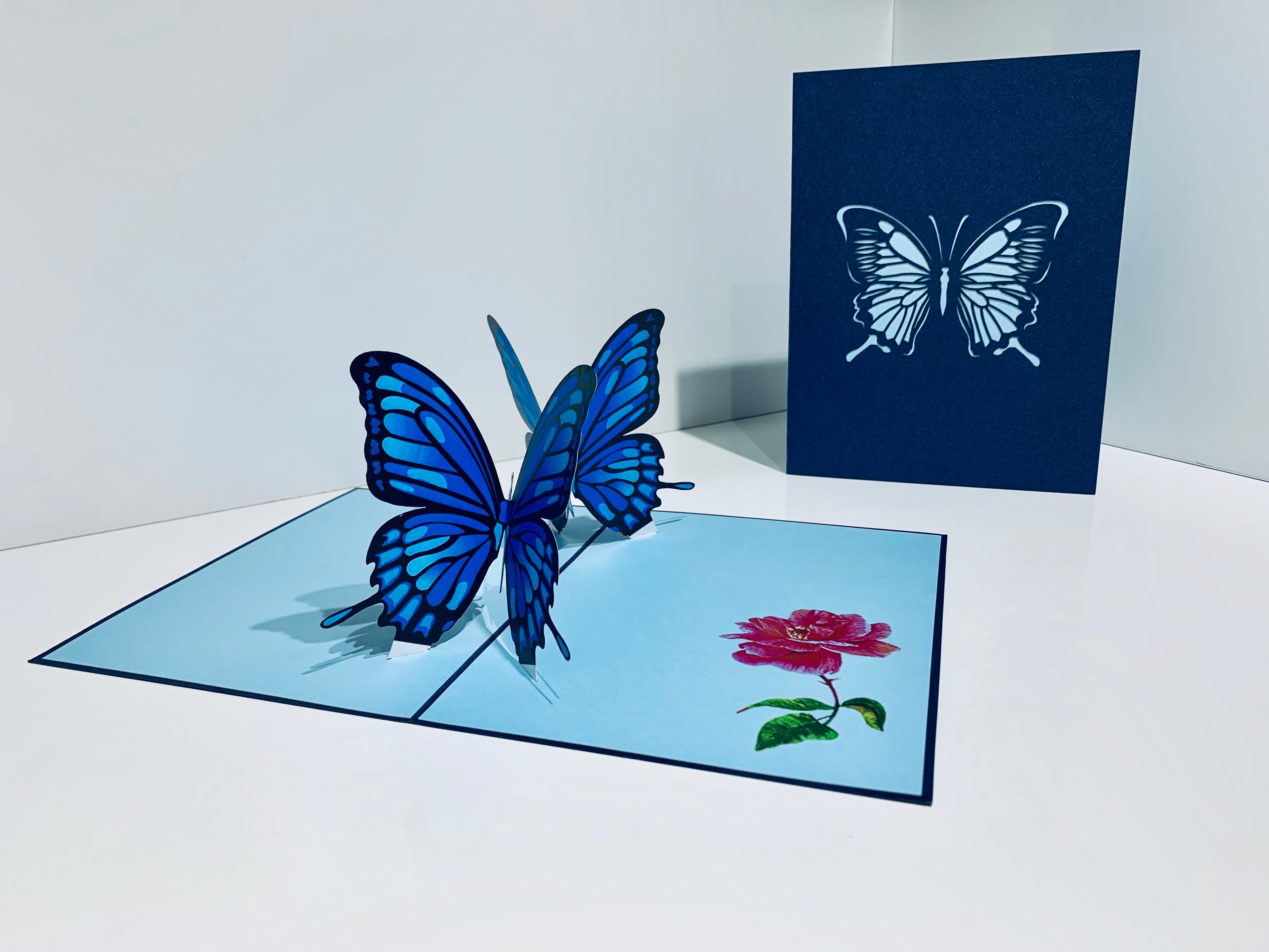 Large Gorgeous Navy Blue Butterfly Origami Pop Cards 3D Pop Up Greeting Card Happy Birthday Thank You Handmade Gift Thinking of You Blank Card for Any Occasion Happy Mother's Day Happy Father's Australiana