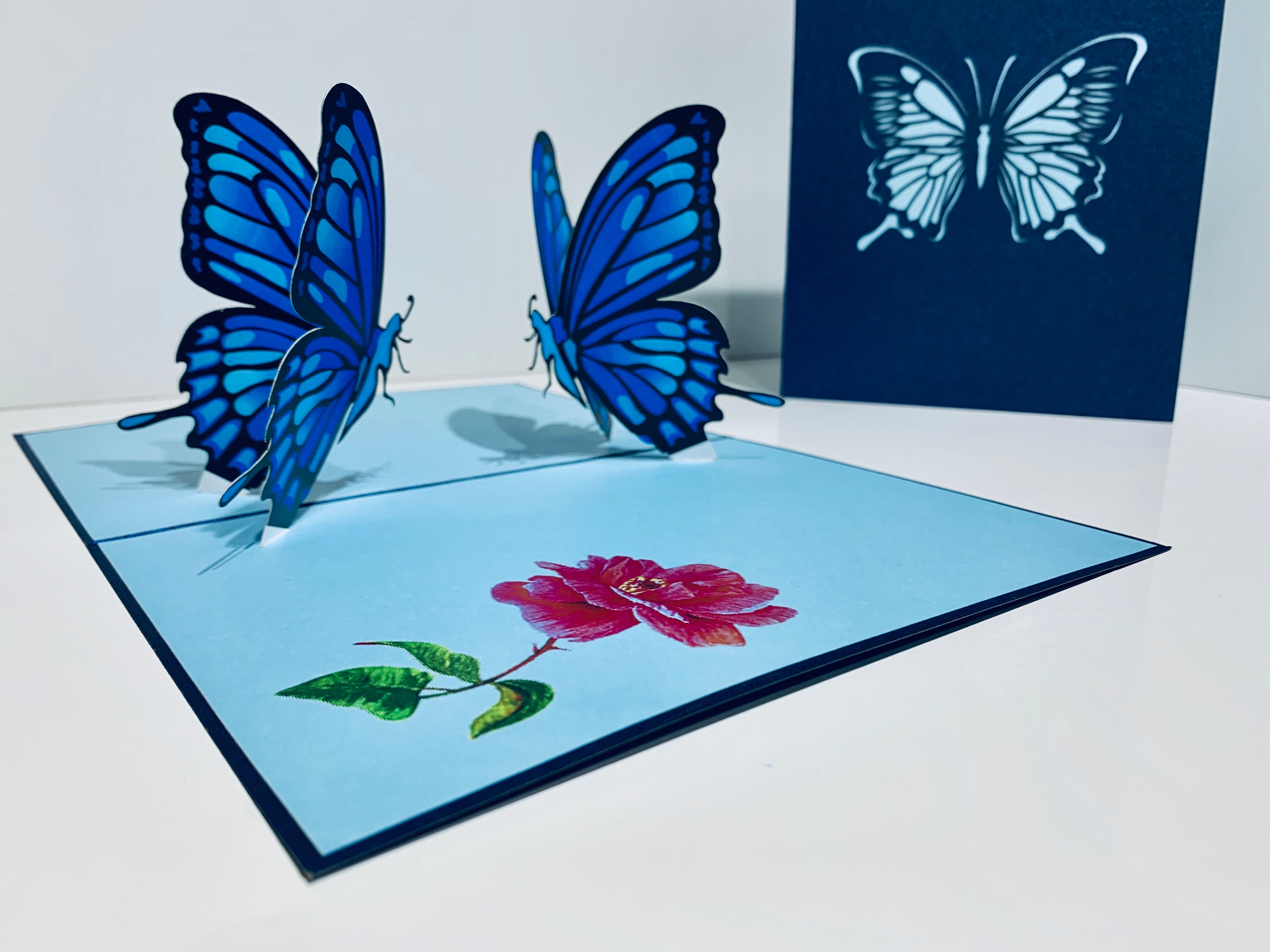Large Gorgeous Navy Blue Butterfly Origami Pop Cards 3D Pop Up Greeting Card Happy Birthday Thank You Handmade Gift Thinking of You Blank Card for Any Occasion Happy Mother's Day Happy Father's Australiana