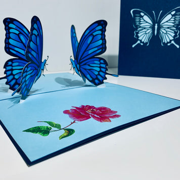 Large Gorgeous Navy Blue Butterfly Origami Pop Cards 3D Pop Up Greeting Card Happy Birthday Thank You Handmade Gift Thinking of You Blank Card for Any Occasion Happy Mother's Day Happy Father's Australiana