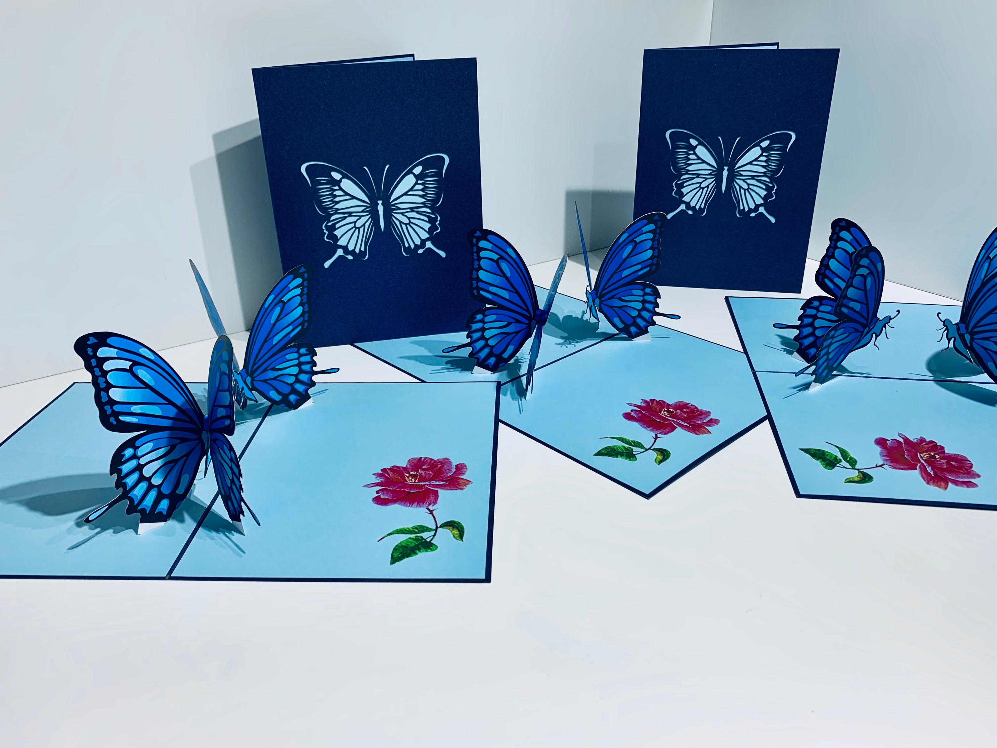 Large Gorgeous Navy Blue Butterfly Origami Pop Cards 3D Pop Up Greeting Card Happy Birthday Thank You Handmade Gift Thinking of You Blank Card for Any Occasion Happy Mother's Day Happy Father's Australiana