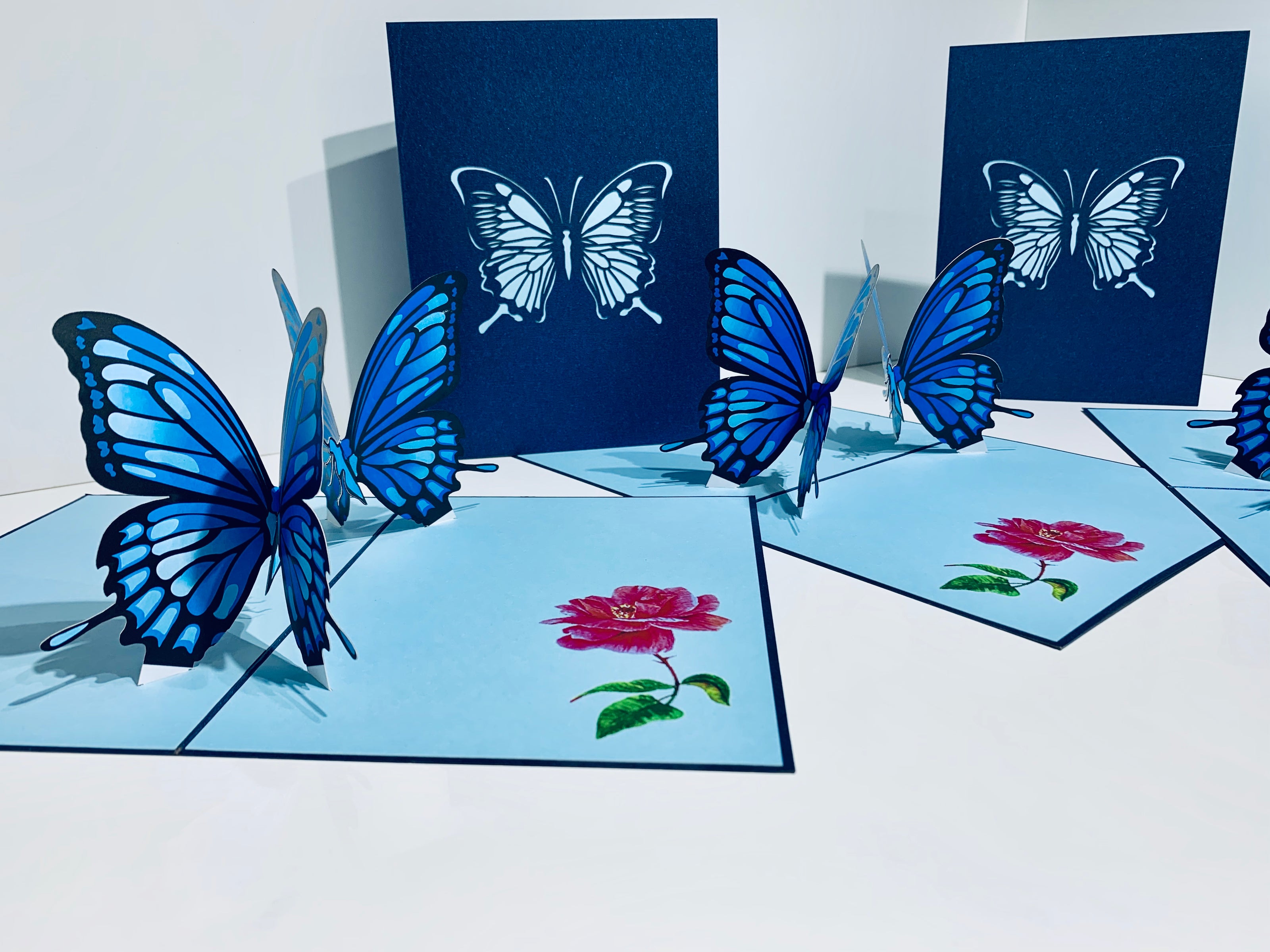 Large Gorgeous Navy Blue Butterfly Origami Pop Cards 3D Pop Up Greeting Card Happy Birthday Thank You Handmade Gift Thinking of You Blank Card for Any Occasion Happy Mother's Day Happy Father's Australiana