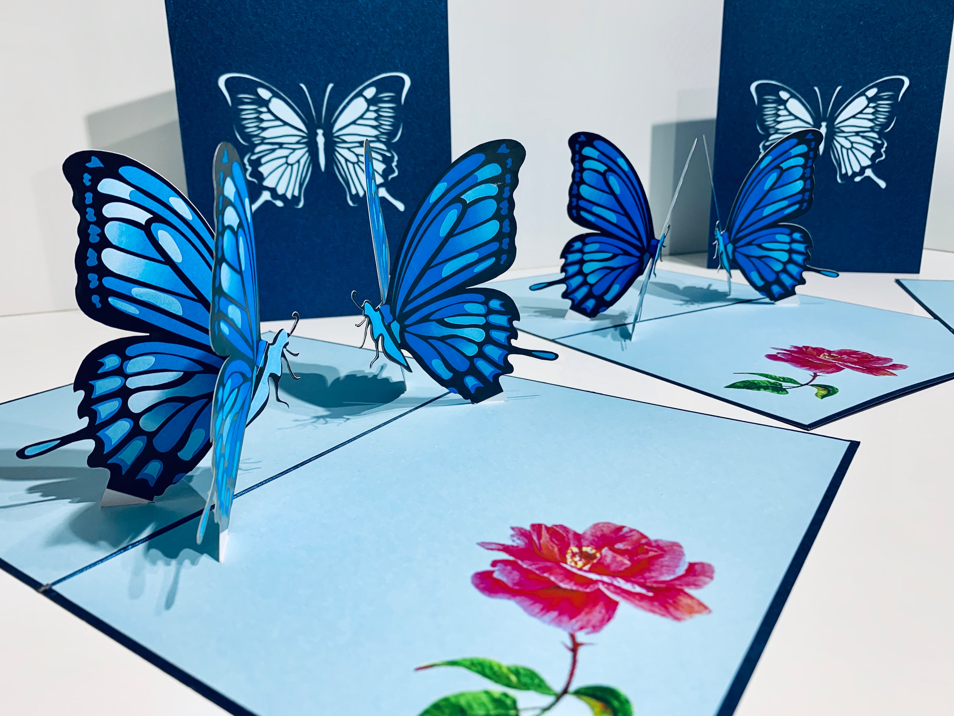Large Gorgeous Navy Blue Butterfly Origami Pop Cards 3D Pop Up Greeting Card Happy Birthday Thank You Handmade Gift Thinking of You Blank Card for Any Occasion Happy Mother's Day Happy Father's Australiana