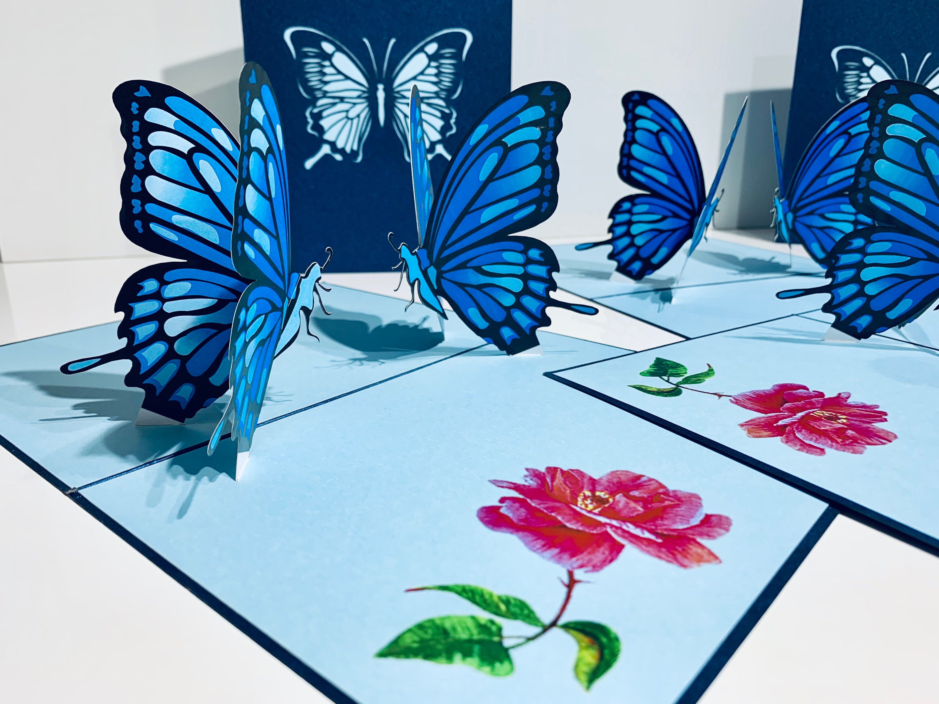 Large Gorgeous Navy Blue Butterfly Origami Pop Cards 3D Pop Up Greeting Card Happy Birthday Thank You Handmade Gift Thinking of You Blank Card for Any Occasion Happy Mother's Day Happy Father's Australiana