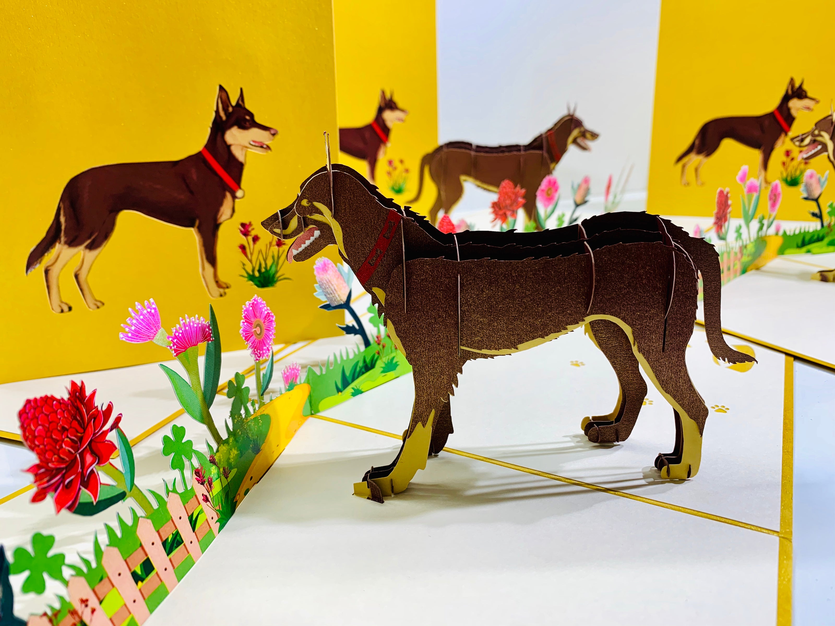 BROWN Australian Kelpie - Great Aussie Working Dog Origami Pop Cards 3D Pop Up Greeting Card Happy Birthday Thank You Handmade Gift Thinking of You Blank Card for Any Occasion Happy Mother's Day Happy Father's Celebrate the Beauty of Animals