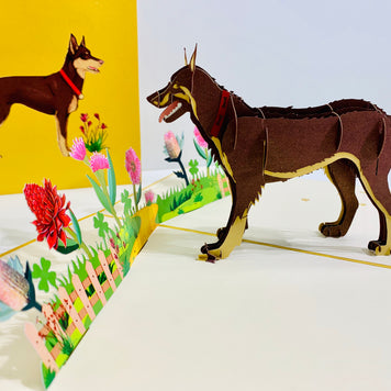 BROWN Australian Kelpie - Great Aussie Working Dog Origami Pop Cards 3D Pop Up Greeting Card Happy Birthday Thank You Handmade Gift Thinking of You Blank Card for Any Occasion Happy Mother's Day Happy Father's Celebrate the Beauty of Animals