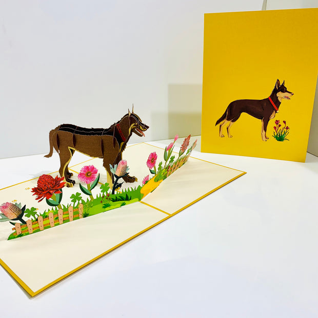 BROWN Australian Kelpie - Great Aussie Working Dog Origami Pop Cards 3D Pop Up Greeting Card Happy Birthday Thank You Handmade Gift Thinking of You Blank Card for Any Occasion Happy Mother's Day Happy Father's Celebrate the Beauty of Animals