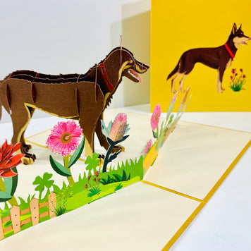 BROWN Australian Kelpie - Great Aussie Working Dog Origami Pop Cards 3D Pop Up Greeting Card Happy Birthday Thank You Handmade Gift Thinking of You Blank Card for Any Occasion Happy Mother's Day Happy Father's Celebrate the Beauty of Animals
