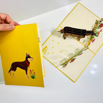 BROWN Australian Kelpie - Great Aussie Working Dog Origami Pop Cards 3D Pop Up Greeting Card Happy Birthday Thank You Handmade Gift Thinking of You Blank Card for Any Occasion Happy Mother's Day Happy Father's Celebrate the Beauty of Animals