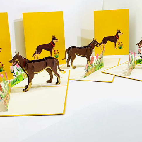 BROWN Australian Kelpie - Great Aussie Working Dog Origami Pop Cards 3D Pop Up Greeting Card Happy Birthday Thank You Handmade Gift Thinking of You Blank Card for Any Occasion Happy Mother's Day Happy Father's Celebrate the Beauty of Animals