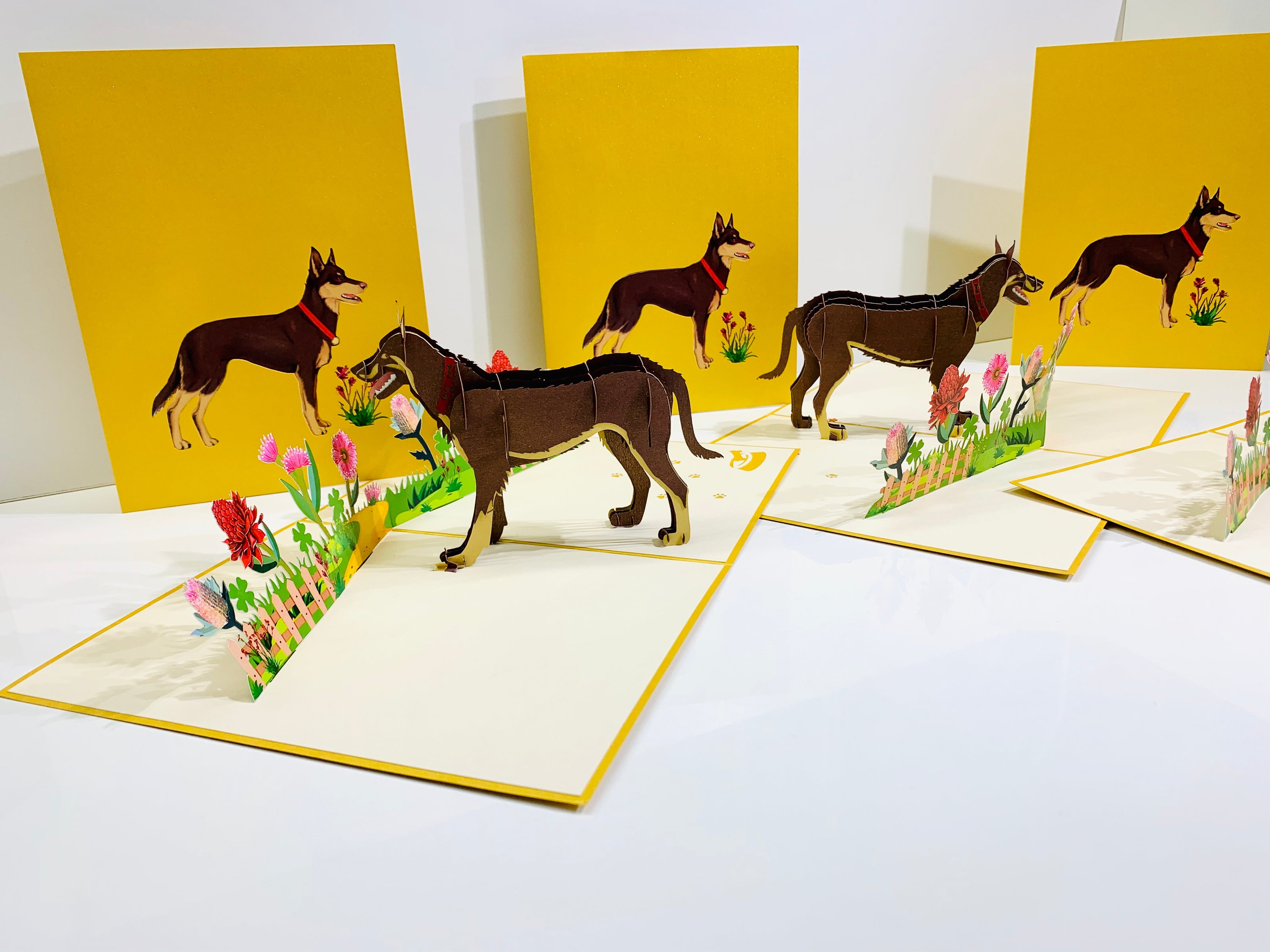 BROWN Australian Kelpie - Great Aussie Working Dog Origami Pop Cards 3D Pop Up Greeting Card Happy Birthday Thank You Handmade Gift Thinking of You Blank Card for Any Occasion Happy Mother's Day Happy Father's Celebrate the Beauty of Animals
