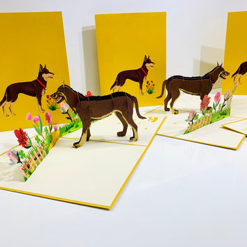 BROWN Australian Kelpie - Great Aussie Working Dog Origami Pop Cards 3D Pop Up Greeting Card Happy Birthday Thank You Handmade Gift Thinking of You Blank Card for Any Occasion Happy Mother's Day Happy Father's Celebrate the Beauty of Animals
