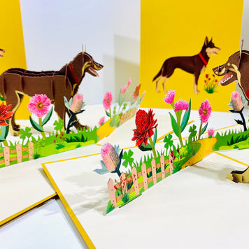 BROWN Australian Kelpie - Great Aussie Working Dog Origami Pop Cards 3D Pop Up Greeting Card Happy Birthday Thank You Handmade Gift Thinking of You Blank Card for Any Occasion Happy Mother's Day Happy Father's Celebrate the Beauty of Animals
