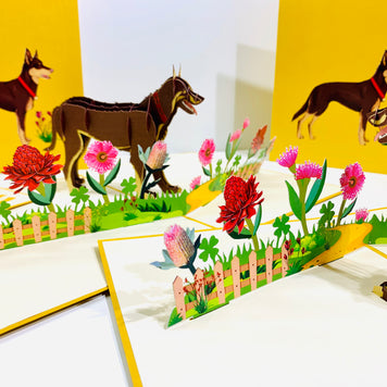 BROWN Australian Kelpie - Great Aussie Working Dog Origami Pop Cards 3D Pop Up Greeting Card Happy Birthday Thank You Handmade Gift Thinking of You Blank Card for Any Occasion Happy Mother's Day Happy Father's Celebrate the Beauty of Animals
