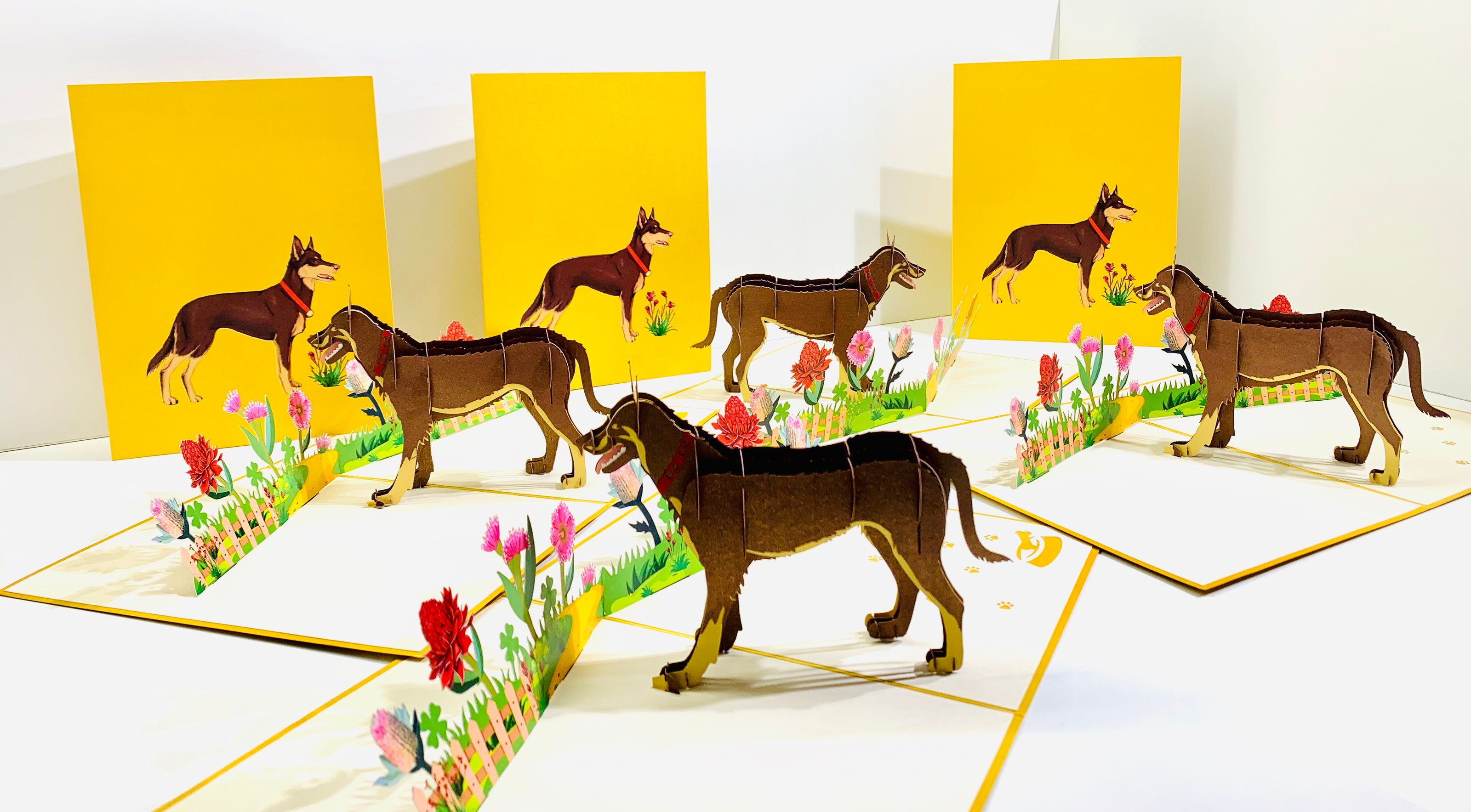BROWN Australian Kelpie - Great Aussie Working Dog Origami Pop Cards 3D Pop Up Greeting Card Happy Birthday Thank You Handmade Gift Thinking of You Blank Card for Any Occasion Happy Mother's Day Happy Father's Celebrate the Beauty of Animals
