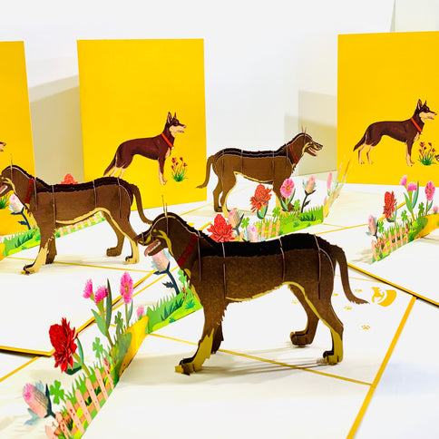 BROWN Australian Kelpie - Great Aussie Working Dog Origami Pop Cards 3D Pop Up Greeting Card Happy Birthday Thank You Handmade Gift Thinking of You Blank Card for Any Occasion Happy Mother's Day Happy Father's Celebrate the Beauty of Animals