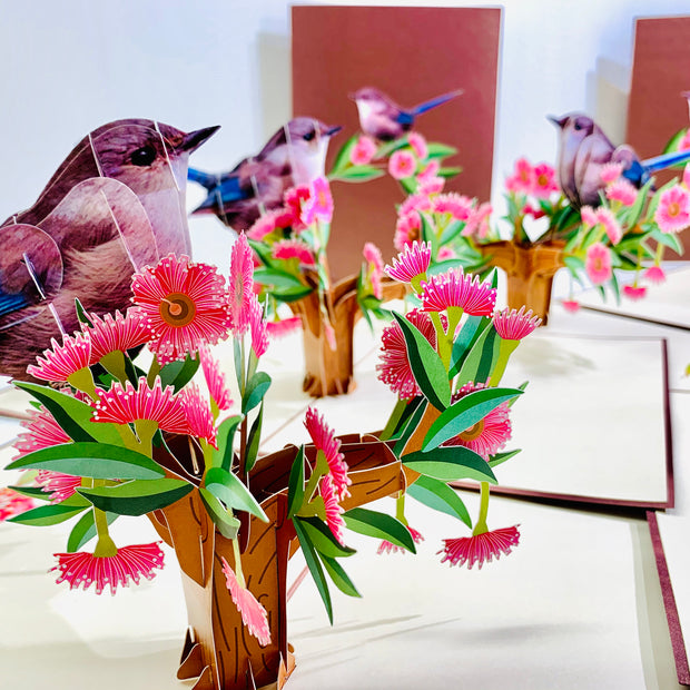 Brown "Jenny Wren" Superb Fairy-Wren or Known as Blue Wren Aussie Bird Origami Pop Cards 3D Pop Up Greeting Card Happy Birthday Thank You Handmade Gift Thinking of You Blank Card for Any Occasion Happy Mother's Day Happy Father's Australiana Birds