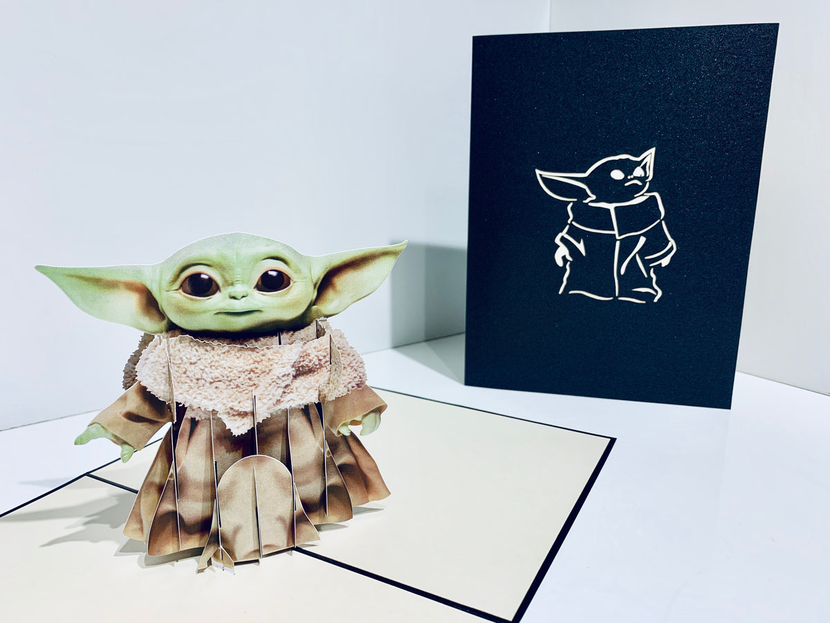 SUPER CUTE BABY YODA STAR WARS 3D Pop Up Greeting Card Happy Birthday Thank You Handmade Gift Thinking of You Blank Card for Any Occasion Happy Father's Australiana Celebrate the Party Friendship