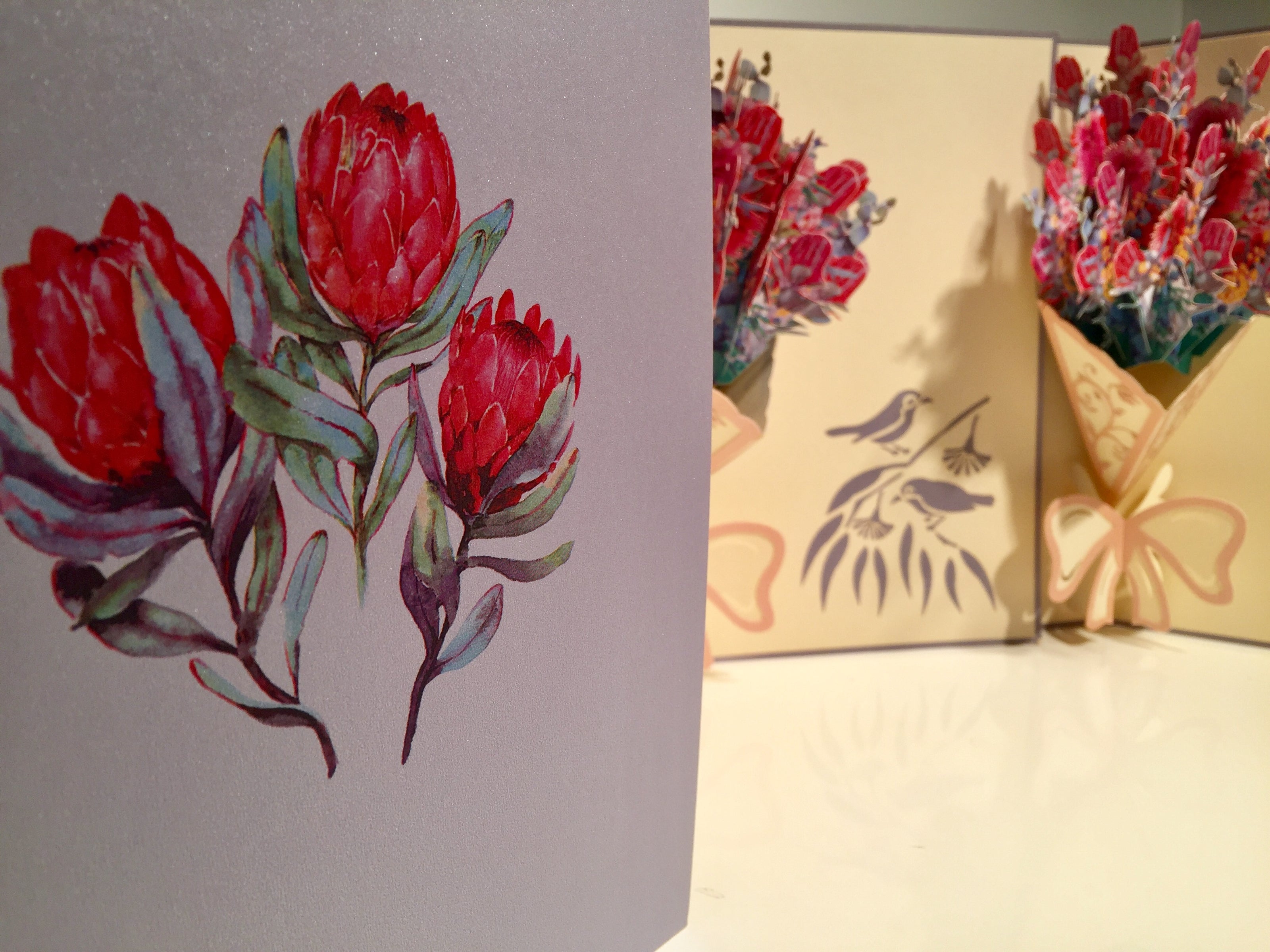 Banksia Bouquet Wrapped in Pink Ribbon Origami Pop Cards 3D Pop Up Greeting Card Happy Birthday Thank You Handmade Gift Thinking of You Blank Card for Any Occasion Happy Mother's Day Happy Valentine's Australiana Celebrate the Beauty and Romantic