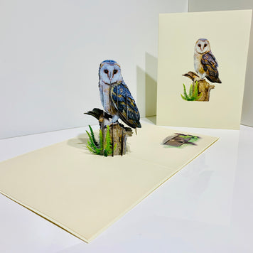 Barn Owl Bird Origami Pop Cards 3D Pop Up Greeting Card Happy Birthday Thank You Handmade Gift Thinking of You Blank Card for Any Occasion Happy Mother's Day Happy Father's Australiana Birds