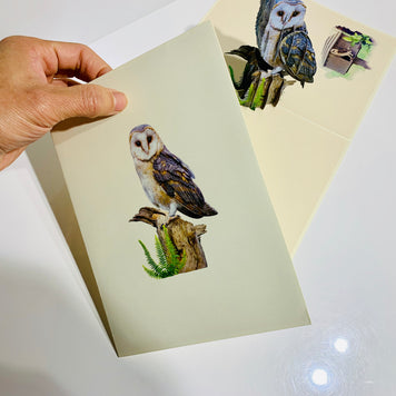 Barn Owl Bird Origami Pop Cards 3D Pop Up Greeting Card Happy Birthday Thank You Handmade Gift Thinking of You Blank Card for Any Occasion Happy Mother's Day Happy Father's Australiana Birds