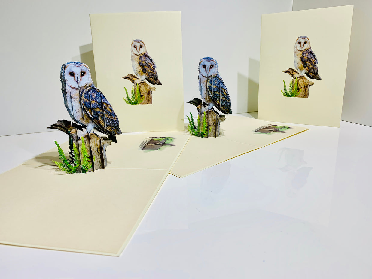 Barn Owl Bird Origami Pop Cards 3D Pop Up Greeting Card Happy Birthday Thank You Handmade Gift Thinking of You Blank Card for Any Occasion Happy Mother's Day Happy Father's Australiana Birds