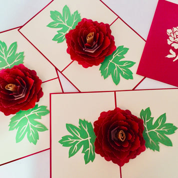 Metallic Big Peony Rose Origami Pop Cards 3D Pop Up Greeting Card Happy Birthday Thank You Handmade Gift Thinking of You Blank Card for Any Occasion Happy Mother's Day Happy Father's Australiana Celebrate the Beauty of Flower and Romantic