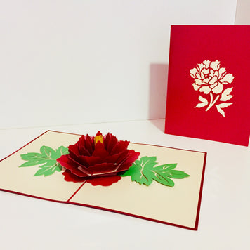 Metallic Big Peony Rose Origami Pop Cards 3D Pop Up Greeting Card Happy Birthday Thank You Handmade Gift Thinking of You Blank Card for Any Occasion Happy Mother's Day Happy Father's Australiana Celebrate the Beauty of Flower and Romantic