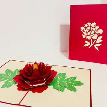Metallic Big Peony Rose Origami Pop Cards 3D Pop Up Greeting Card Happy Birthday Thank You Handmade Gift Thinking of You Blank Card for Any Occasion Happy Mother's Day Happy Father's Australiana Celebrate the Beauty of Flower and Romantic