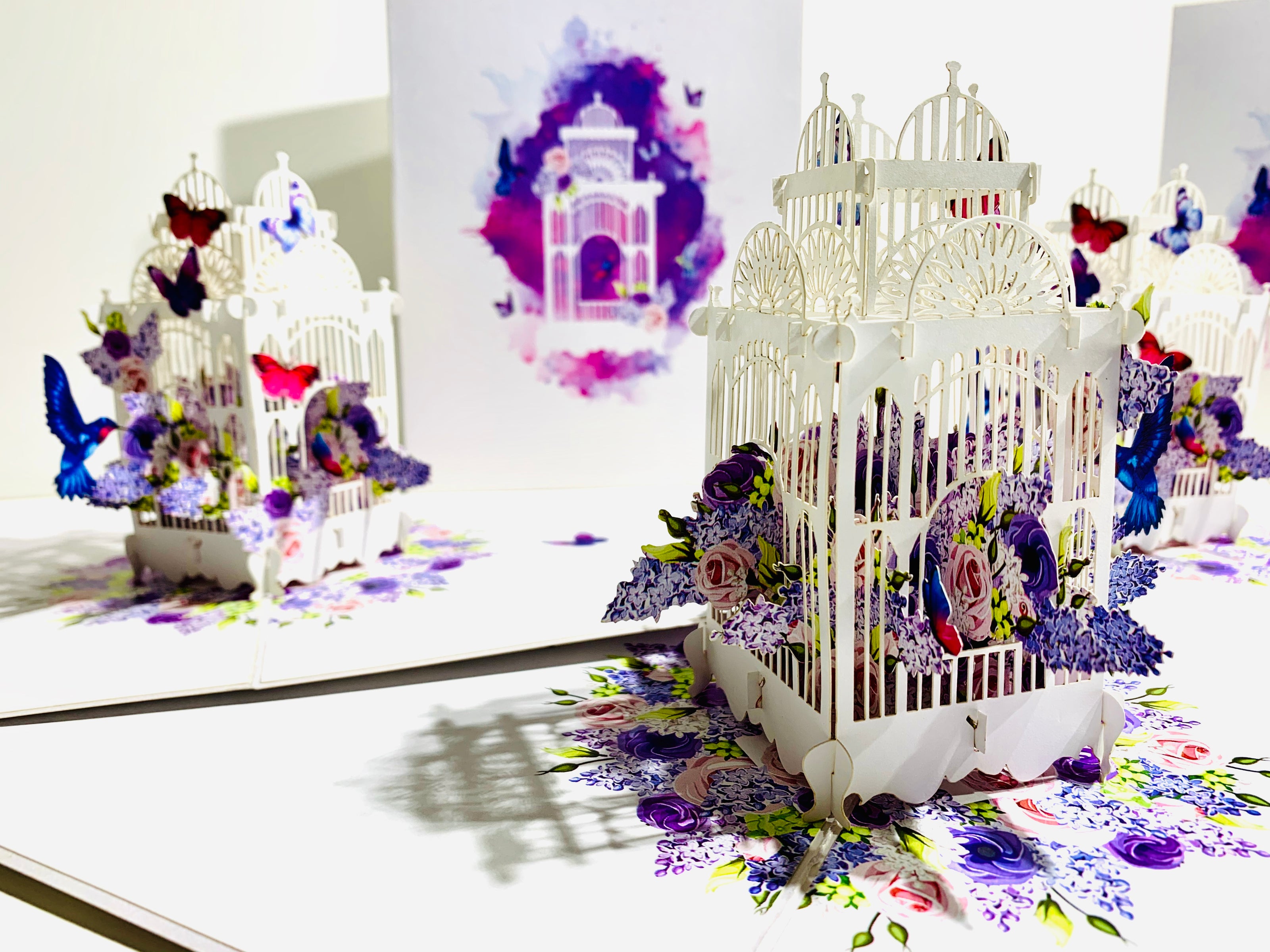 Hummingbird hovering the Bird Cage with Butterflies Origami Pop Cards 3D Pop Up Greeting Card Celebrate Happy Birthday Thank You Handmade Best Wishes Gift Thinking of You Blank Card for Any Occasion Happy Mother's Day Happy Father's Day Australiana