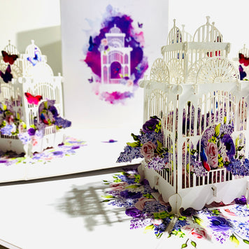 Hummingbird hovering the Bird Cage with Butterflies Origami Pop Cards 3D Pop Up Greeting Card Celebrate Happy Birthday Thank You Handmade Best Wishes Gift Thinking of You Blank Card for Any Occasion Happy Mother's Day Happy Father's Day Australiana