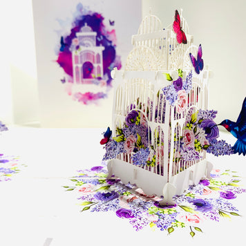 Hummingbird hovering the Bird Cage with Butterflies Origami Pop Cards 3D Pop Up Greeting Card Celebrate Happy Birthday Thank You Handmade Best Wishes Gift Thinking of You Blank Card for Any Occasion Happy Mother's Day Happy Father's Day Australiana