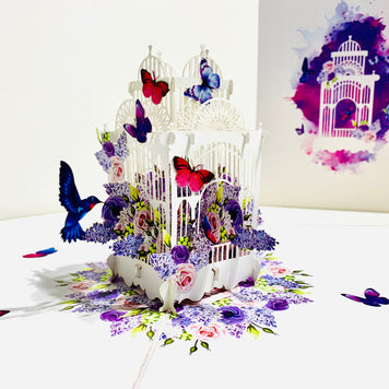 Hummingbird hovering the Bird Cage with Butterflies Origami Pop Cards 3D Pop Up Greeting Card Celebrate Happy Birthday Thank You Handmade Best Wishes Gift Thinking of You Blank Card for Any Occasion Happy Mother's Day Happy Father's Day Australiana