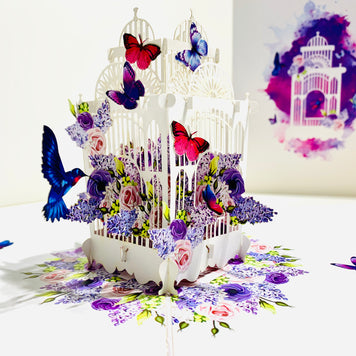 Hummingbird hovering the Bird Cage with Butterflies Origami Pop Cards 3D Pop Up Greeting Card Celebrate Happy Birthday Thank You Handmade Best Wishes Gift Thinking of You Blank Card for Any Occasion Happy Mother's Day Happy Father's Day Australiana