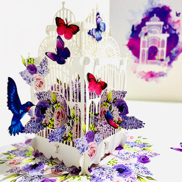 Hummingbird hovering the Bird Cage with Butterflies Origami Pop Cards 3D Pop Up Greeting Card Celebrate Happy Birthday Thank You Handmade Best Wishes Gift Thinking of You Blank Card for Any Occasion Happy Mother's Day Happy Father's Day Australiana