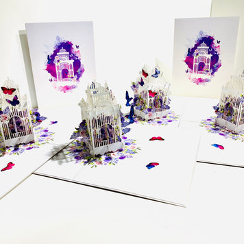 Hummingbird hovering the Bird Cage with Butterflies Origami Pop Cards 3D Pop Up Greeting Card Celebrate Happy Birthday Thank You Handmade Best Wishes Gift Thinking of You Blank Card for Any Occasion Happy Mother's Day Happy Father's Day Australiana