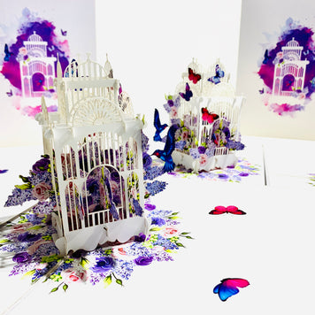 Hummingbird hovering the Bird Cage with Butterflies Origami Pop Cards 3D Pop Up Greeting Card Celebrate Happy Birthday Thank You Handmade Best Wishes Gift Thinking of You Blank Card for Any Occasion Happy Mother's Day Happy Father's Day Australiana